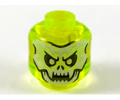 Minifigure, Head Alien Ghost with White and Yellowish Green Skull Face and Fangs Pattern