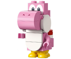 Pink Yoshi - White Tile, Round 1 x 2 Half on Front