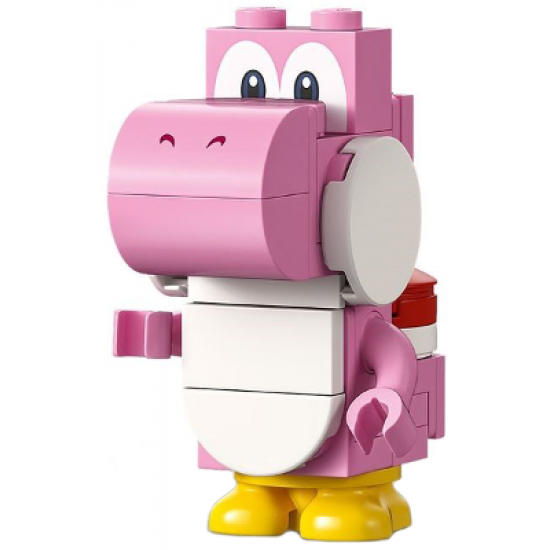 Pink Yoshi - White Tile, Round 1 x 2 Half on Front