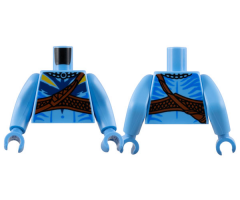 Torso Na'vi with Blue Markings, Reddish Brown Shoulder Belt, and Dark Blue and Bright Light Orange War Paint Pattern / Medium Blue Arms Long / Medium Blue Hands