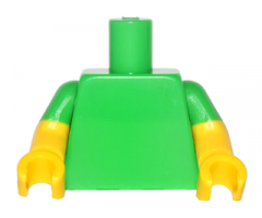Torso Plain / Yellow Arms with Molded Bright Green Short Sleeves Pattern / Yellow Hands