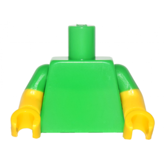 Torso Plain / Yellow Arms with Molded Bright Green Short Sleeves Pattern / Yellow Hands
