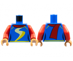 Torso Female Red Scarf, Yellow and Bright Light Yellow 'S' Swish Pattern / Red Arms / Medium Nougat Hands