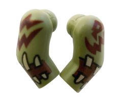 Arm, (Matching Left and Right) Pair with Reddish Brown Cuffs and Zig Zag Tattoos Pattern