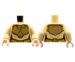Torso Female Armor, Gold Circles and Belt, Medium Nougat Trim Lines Pattern / Tan Arms / Light Nougat Hands