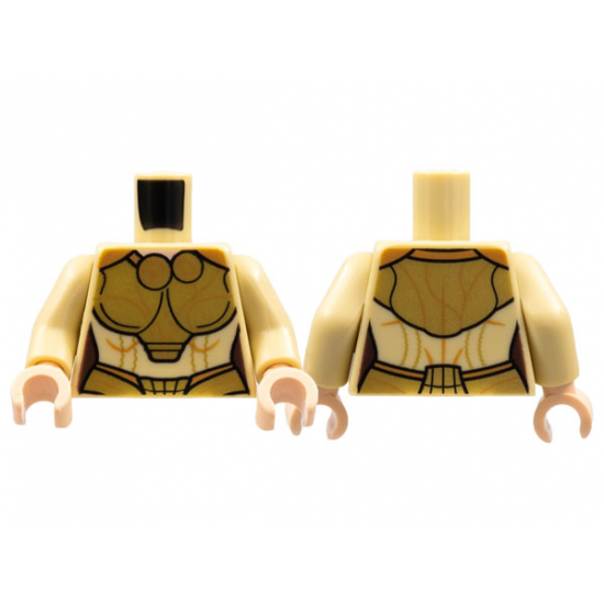 Torso Female Armor, Gold Circles and Belt, Medium Nougat Trim Lines Pattern / Tan Arms / Light Nougat Hands