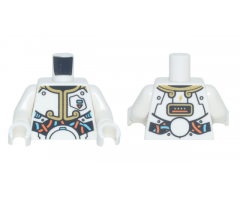 Torso Space Suit with Gold Trim, Medium Azure and Orange Wires Pattern / White Arms / White Hands