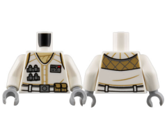 Torso Coat, Dark Tan Scarf and Trim, Silver Rank Badge and Tools, Belt with Buckle and Pouches Pattern / White Arms / Light Bluish Gray Hands