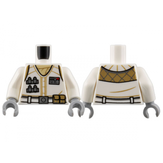 Torso Coat, Dark Tan Scarf and Trim, Silver Rank Badge and Tools, Belt with Buckle and Pouches Pattern / White Arms / Light Bluish Gray Hands