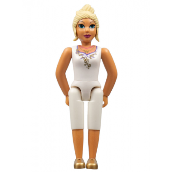 Belville Female - White Top with Dark Purple Flower Neckline, Light Yellow Hair