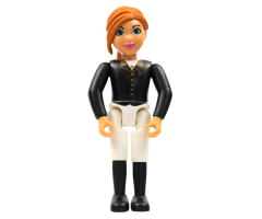 Belville Female - Horse Rider, White Shorts, Black Shirt with Gold Buttons and Collar, Black Boots, Dark Orange Ponytail