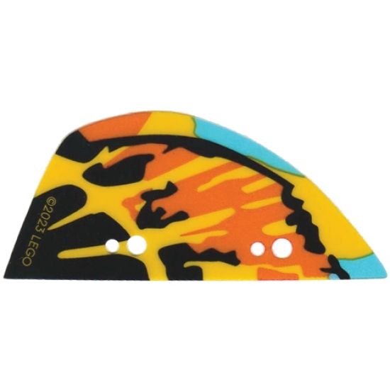 Plastic Part for Set 75576 - Wing Skimwing Left Tailwing with Black, Yellow, Orange, and Trans-Light Blue Skin Pattern