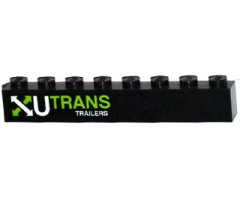 Brick 1 x 8 with White and Lime Arrows and 'U TRANS TRAILERS' Pattern Model Left Side (Sticker) - Set 60085