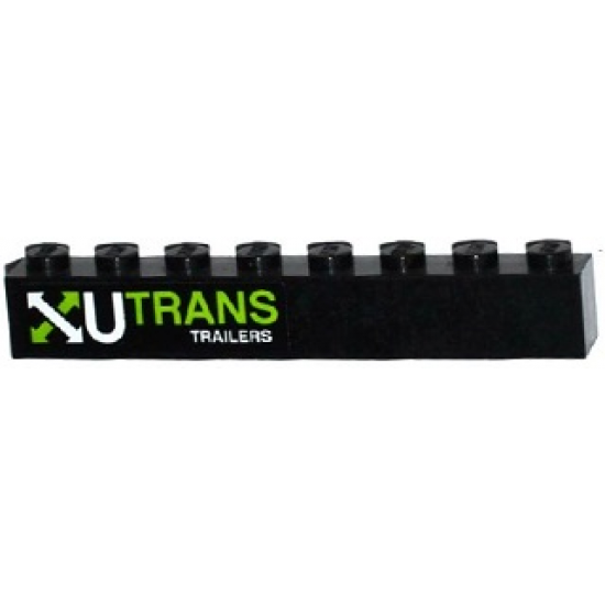 Brick 1 x 8 with White and Lime Arrows and 'U TRANS TRAILERS' Pattern Model Left Side (Sticker) - Set 60085