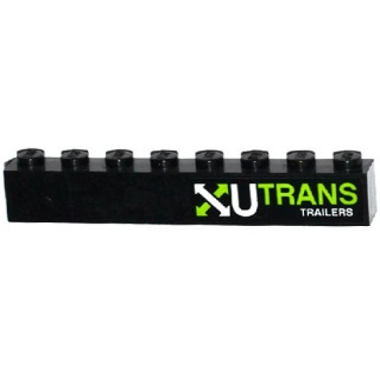 Brick 1 x 8 with White and Lime Arrows and 'U TRANS TRAILERS' Pattern Model Right Side (Sticker) - Set 60085
