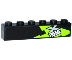 Brick 1 x 6 with Lime, Silver and White 'XTREME' Pattern Model Left Side (Sticker) - Set 60085