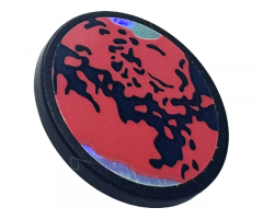 Road Sign 2 x 2 Round with Clip with Coral and Iridescent Mirrored Planet Pattern (Sticker) - Set 41713