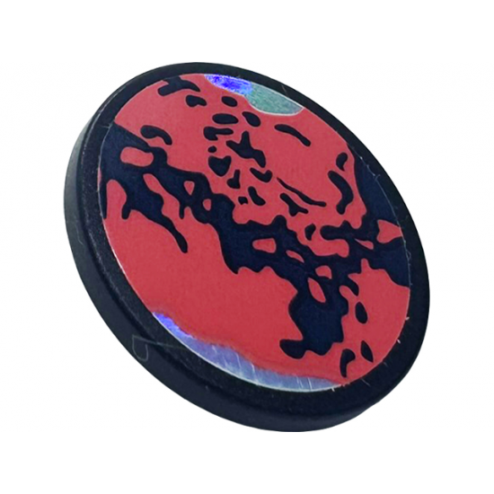 Road Sign 2 x 2 Round with Clip with Coral and Iridescent Mirrored Planet Pattern (Sticker) - Set 41713