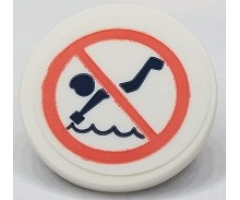 Road Sign 2 x 2 Round with Clip with No Diving Pattern (Sticker) - Set 41430