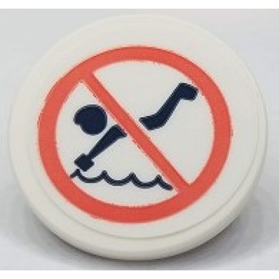 Road Sign 2 x 2 Round with Clip with No Diving Pattern (Sticker) - Set 41430