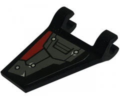 Flag 2 x 2 Trapezoid with Flared Edge with Dark Bluish Gray and Red Armor Plates, Rivets and Air Vent Pattern Model Right Side (Sticker) - Set 80034