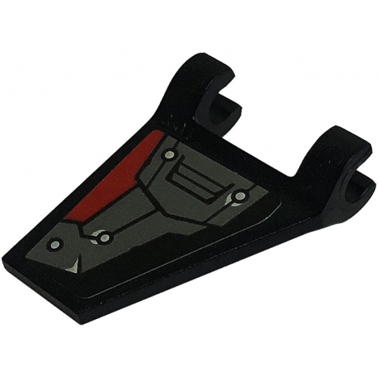 Flag 2 x 2 Trapezoid with Flared Edge with Dark Bluish Gray and Red Armor Plates, Rivets and Air Vent Pattern Model Right Side (Sticker) - Set 80034