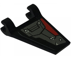 Flag 2 x 2 Trapezoid with Flared Edge with Dark Bluish Gray and Red Armor Plates, Rivets and Air Vent Pattern Model Left Side (Sticker) - Set 80034