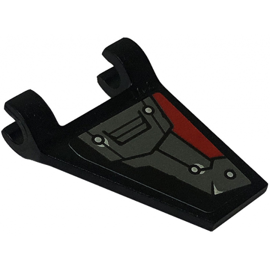 Flag 2 x 2 Trapezoid with Flared Edge with Dark Bluish Gray and Red Armor Plates, Rivets and Air Vent Pattern Model Left Side (Sticker) - Set 80034