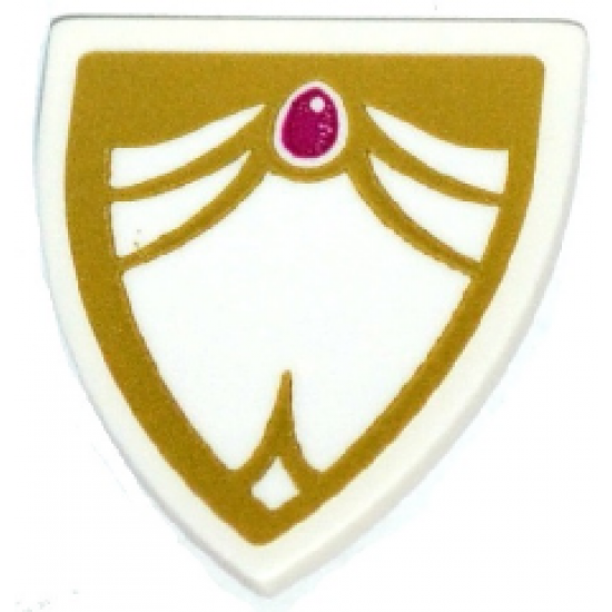Minifigure, Shield Triangular  with Magenta Jewel and Gold Border Pattern (Sticker) - Set 41176