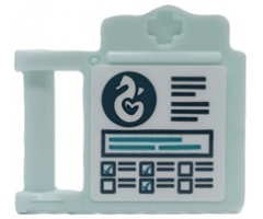 Friends Accessories Medical Clipboard with Bar Handle with Heartlake Rescue Seahorse Logo, Dark Blue and Dark Turquoise Lines and Check Boxes on White Background Pattern (Sticker) - Set 41381