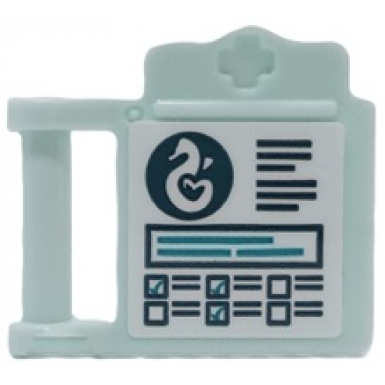 Friends Accessories Medical Clipboard with Bar Handle with Heartlake Rescue Seahorse Logo, Dark Blue and Dark Turquoise Lines and Check Boxes on White Background Pattern (Sticker) - Set 41381