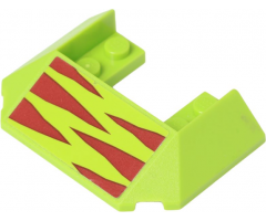 Wedge 6 x 4 Cutout (Train Roof) with Dark Red Horizontal Dinosaur Stripes Pattern (Sticker) - Set 75938