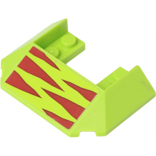 Wedge 6 x 4 Cutout (Train Roof) with Dark Red Horizontal Dinosaur Stripes Pattern (Sticker) - Set 75938