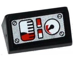 Slope 30 1 x 2 x 2/3 with 4 White and Red Gauges and 4 Screws on Silver Background Pattern (Sticker) - Set 42032