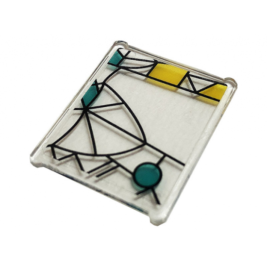 Glass for Window 1 x 3 x 3 Flat Front with Dark Turquoise and Yellow Stained Glass and Black Lattice Pattern (Sticker) - Set 75980