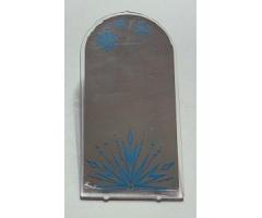 Glass for Door Frame 1 x 6 x 7 Arched with Notches and Rounded Pillars with Mirror and Metallic Light Blue Ice Crystal and Snowflakes Pattern (Sticker) - Set 41168