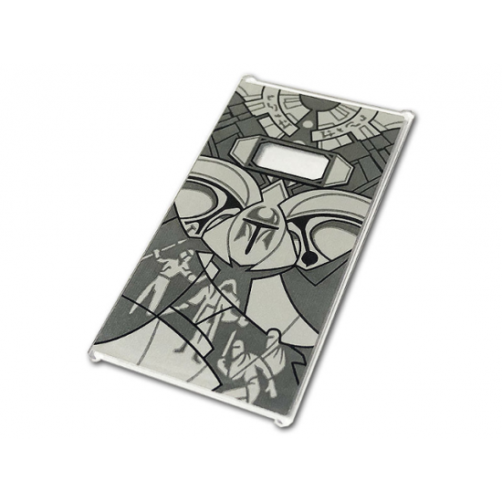 Glass for Window 1 x 4 x 6 with SW Mandalorian Vault with Window, Clone Helmets and Fighting Characters Pattern (Sticker) - Set 75310