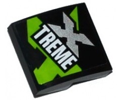 Slope, Curved 2 x 2 with Lime, Silver and White 'XTREME' Pattern (Sticker) - Set 60085