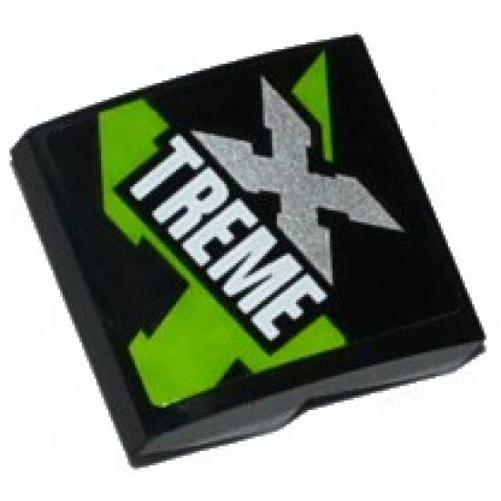 Slope, Curved 2 x 2 with Lime, Silver and White 'XTREME' Pattern (Sticker) - Set 60085