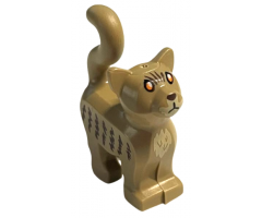 Cat, Standing with Orange Eyes, Tan Chin, Black Nose, Dark Brown Fur on Sides Pattern (HP Mrs. Norris)