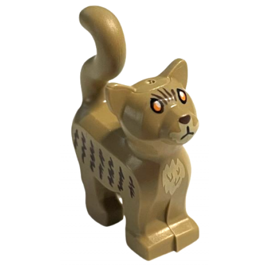 Cat, Standing with Orange Eyes, Tan Chin, Black Nose, Dark Brown Fur on Sides Pattern (HP Mrs. Norris)