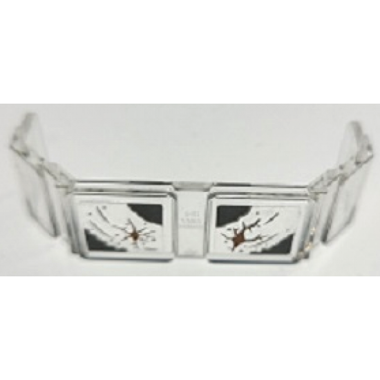 Glass for Train Front 2 x 6 x 2 with Dark Brown Cracks and Holes and Dark Bluish Gray Mud Pattern (Stickers) - Set 70424