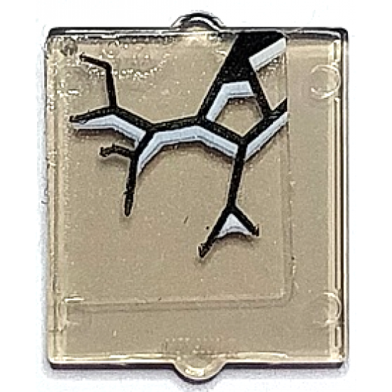 Glass for Window 1 x 2 x 2 Flat Front with Black and White Cracks Pattern 4 (Sticker) - Set 70425