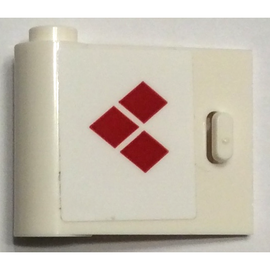 Door 1 x 3 x 2 Left - Open Between Top and Bottom Hinge with 3 Red Diamonds Pattern (Sticker) - Set 70921
