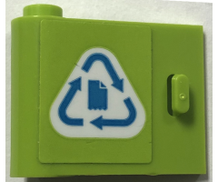 Door 1 x 3 x 2 Left - Open Between Top and Bottom Hinge with Recycling Arrows and Paper Symbol on White Background Pattern (Sticker) - Set 60386