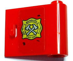 Door 1 x 3 x 2 Right - Open Between Top and Bottom Hinge with Gold 'NEWBURY FIRE DEPT' Badge and Crossed Silver Axes Pattern (Sticker) - Set 70436