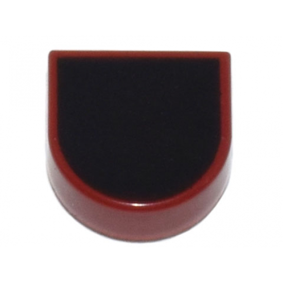Tile, Round 1 x 1 Half Circle Extended with Black Surface Pattern