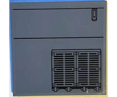 Tile 6 x 6 with Bottom Tubes with Dark Bluish Gray SW Vents and Black Lines Pattern Model Left Side (Sticker) - Set 75217