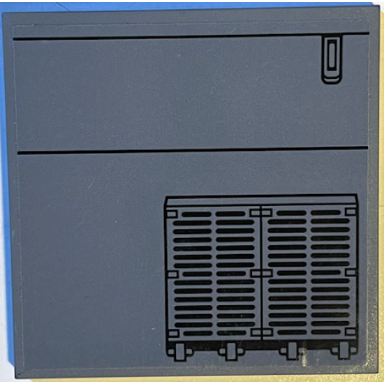 Tile 6 x 6 with Bottom Tubes with Dark Bluish Gray SW Vents and Black Lines Pattern Model Left Side (Sticker) - Set 75217