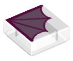 Tile 1 x 1 with Magenta Dragon Wing Pattern